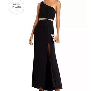 AQUA asymmetrical dress perfect for a black tie wedding